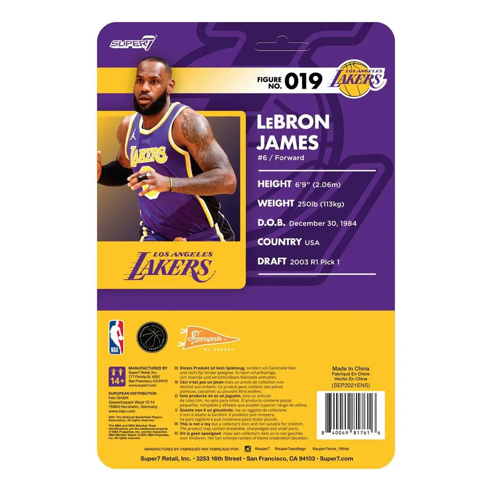 NBA ReAction Action Figure Wave 3 LeBron James (Lakers) [Purple Statement] 10 cm product photo