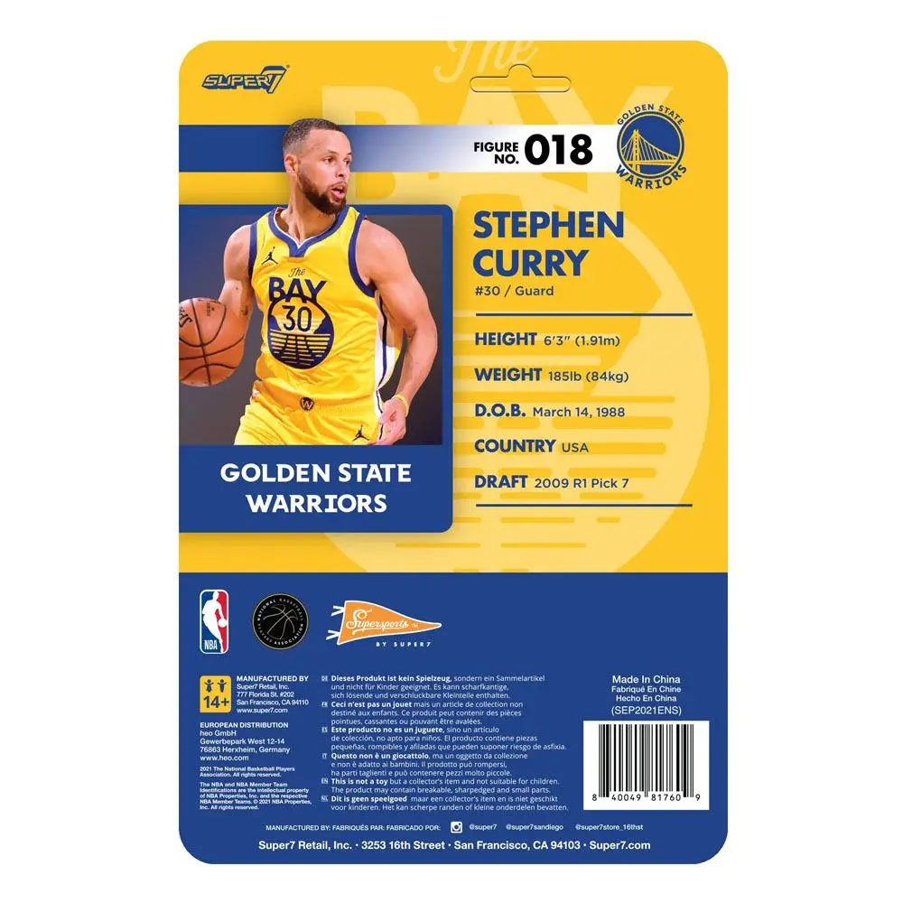NBA ReAction Action Figure Wave 3 Steph Curry (Warriors) [Yellow Statement] 10 cm product photo