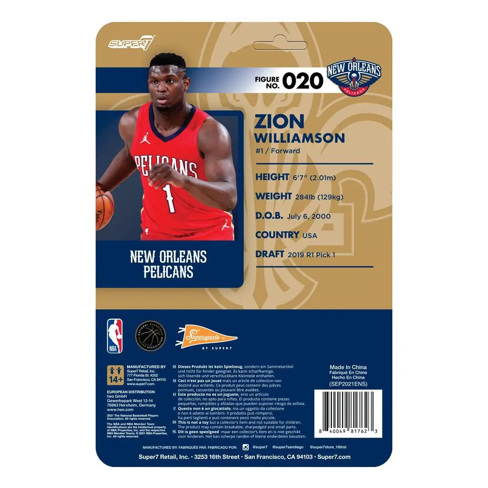 NBA ReAction Action Figure Wave 3 Zion Williamson (Pelicans) [Red Statement] 10 cm product photo
