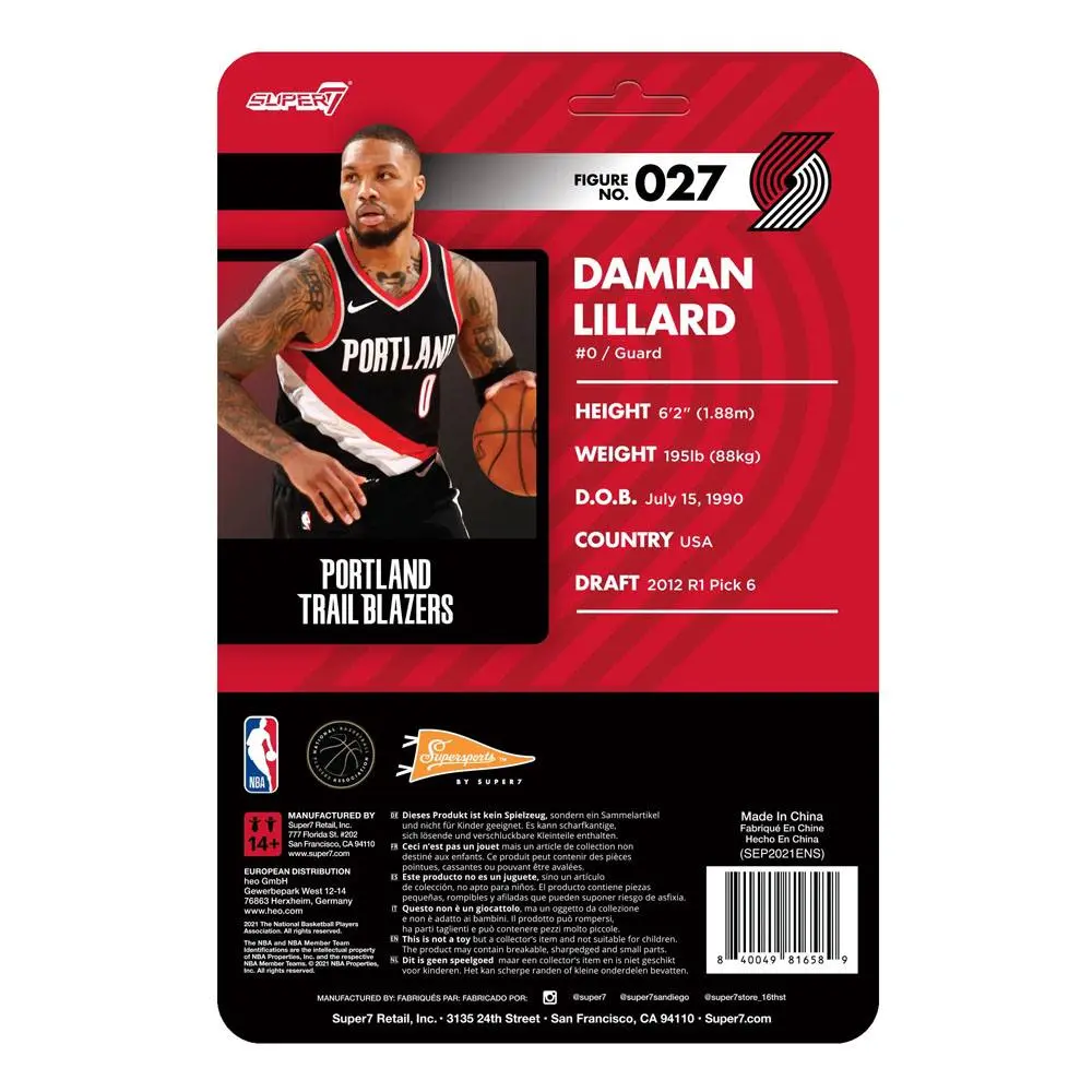 NBA ReAction Action Figure Wave 4 Damian Lillard (Trail Blazers) 10 cm product photo