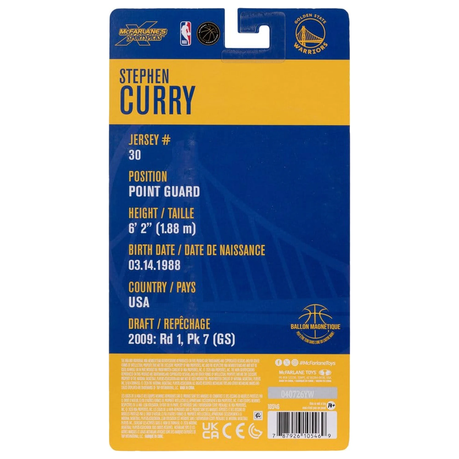 NBA SportsPicks Action Figure Stephen Curry (Golden State Warriors) 15 cm product photo