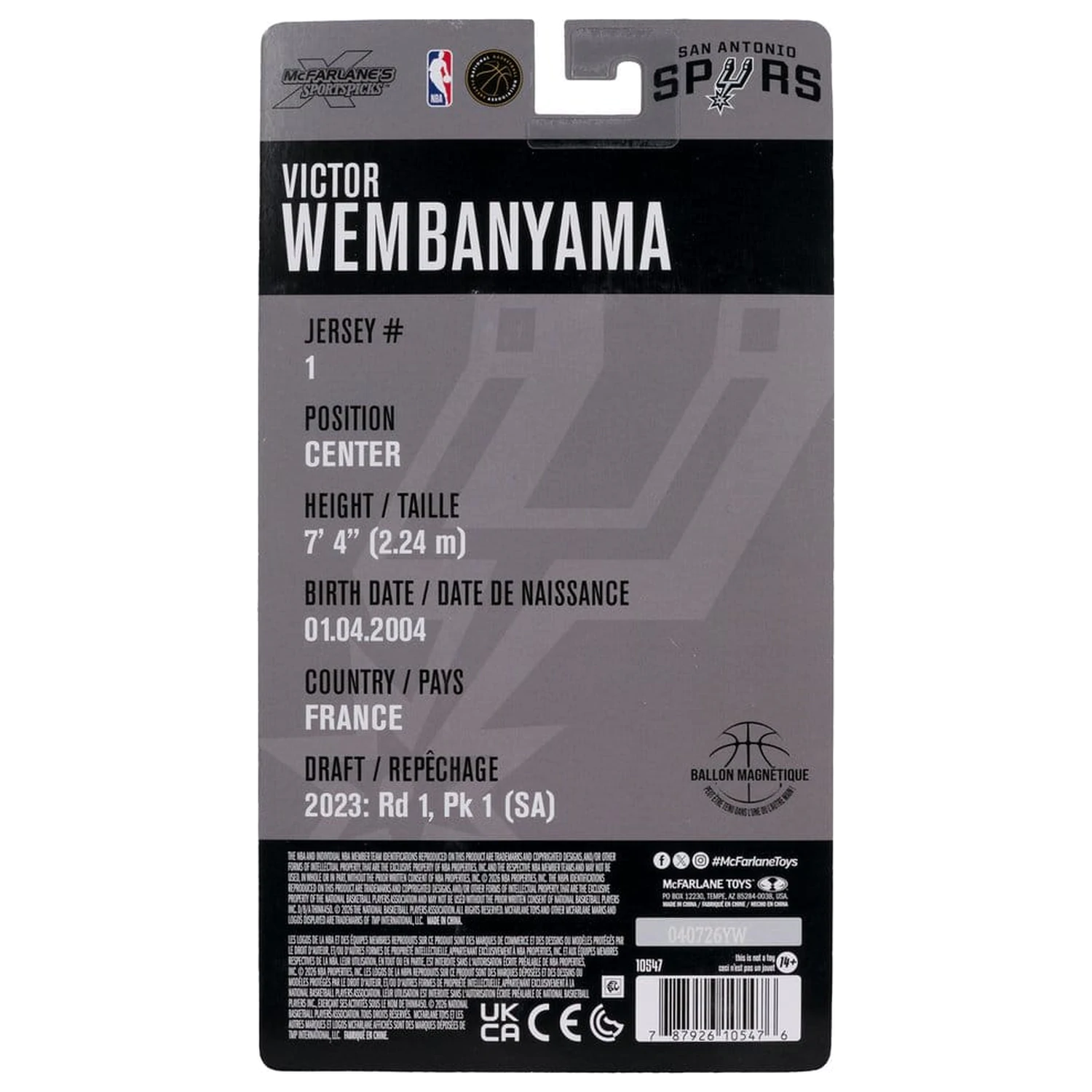 NBA SportsPicks Action Figure Victor Wembanyama (San Antonio Spurs) 17 cm product photo