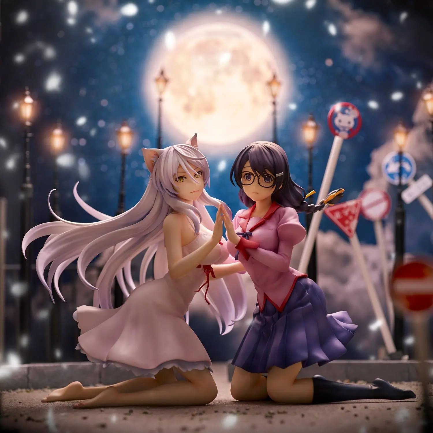 Nekomonogatari Monogatari Series PVC Statues Tsubasa Hanekawa Set 19 cm termékfotó