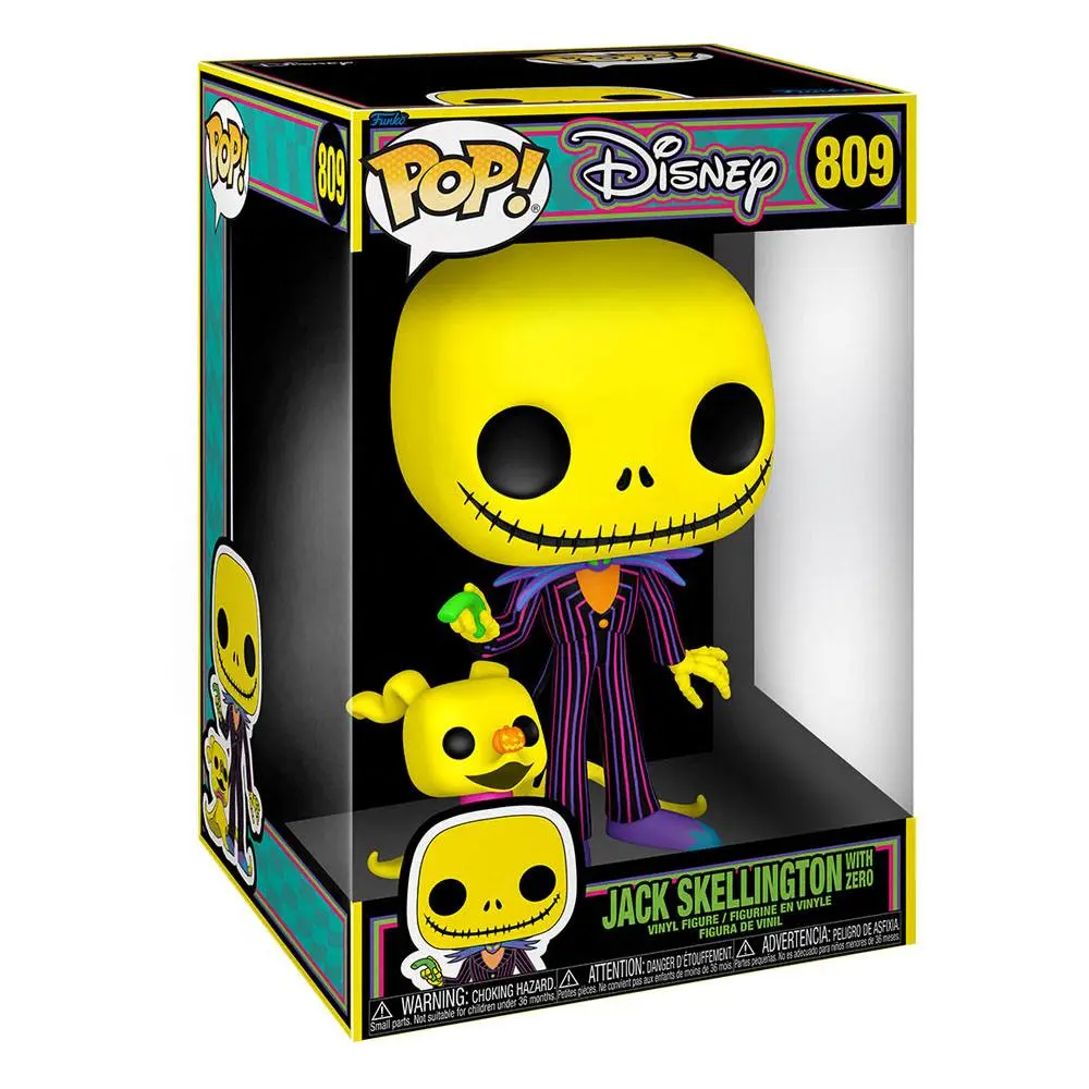 Nightmare Before Christmas Super Sized Jumbo POP! Vinyl Figure Jack Skellington &amp; Zero (Blacklight) 25 cm product photo