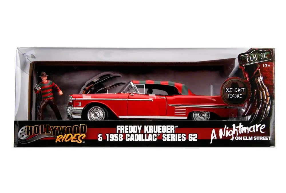 Nightmare on Elm Street Diecast Model American Horror Rides 1/24 1958 Cadillac with Figure product photo