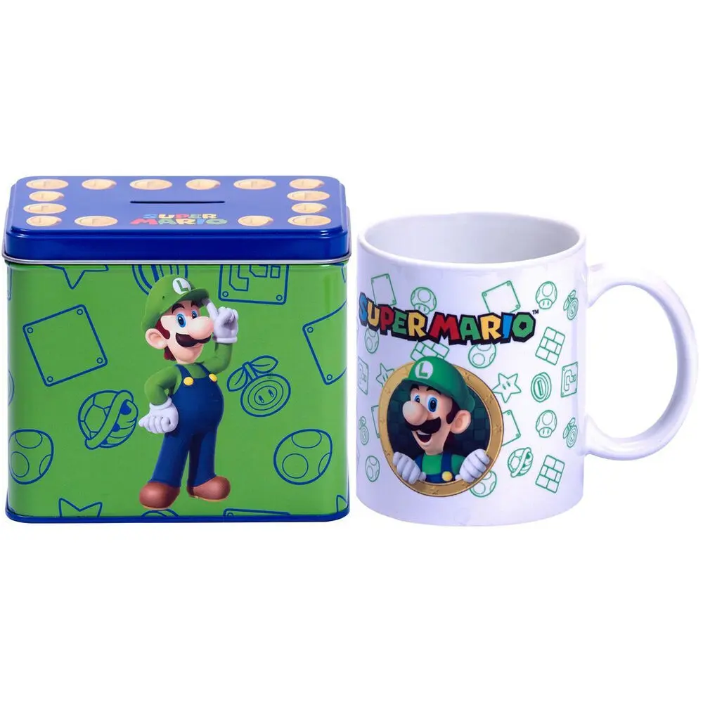 Nintendo Super Mario Bros Luigi Mug + Money box set product photo