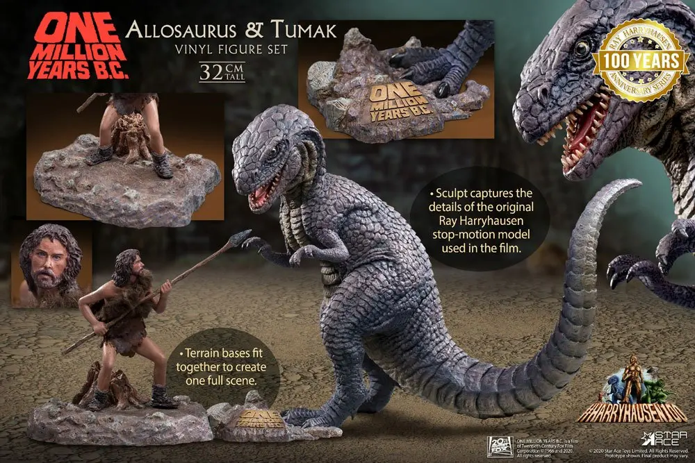 One Million Years B.C. Soft Vinyl Statues Allosaurus &amp; Tumak product photo