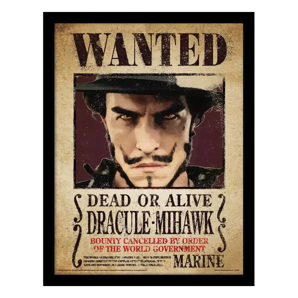 One Piece Collector Print Framed Poster Mihawk Wanted product photo