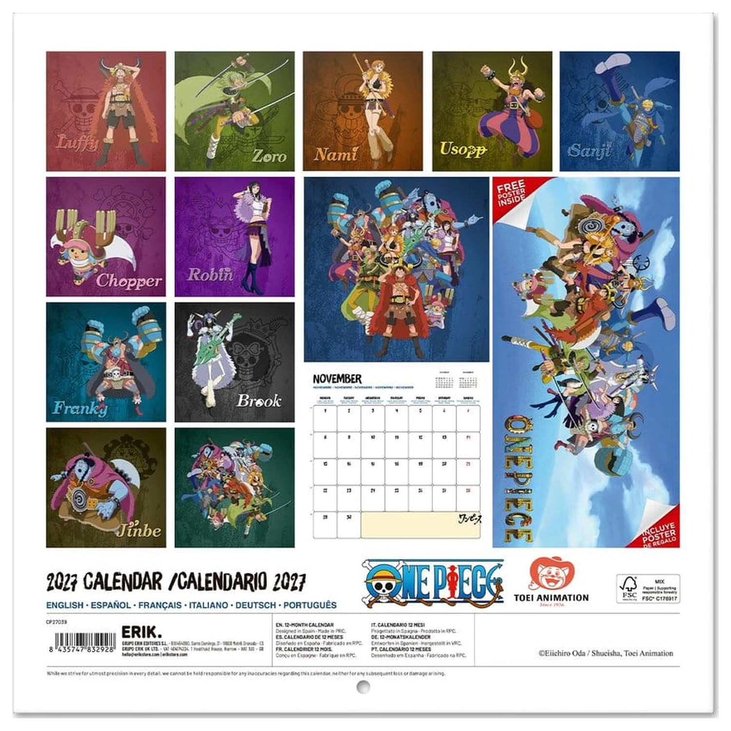 One Piece Wall Calendar 2027 30 x 30 cm product photo