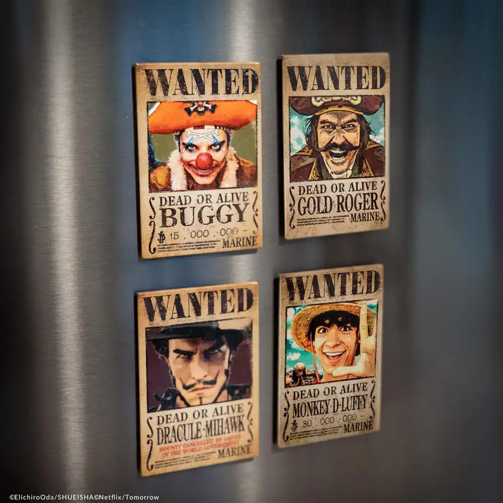 One Piece Fridge Magnet 4-Pack Wanted termékfotó