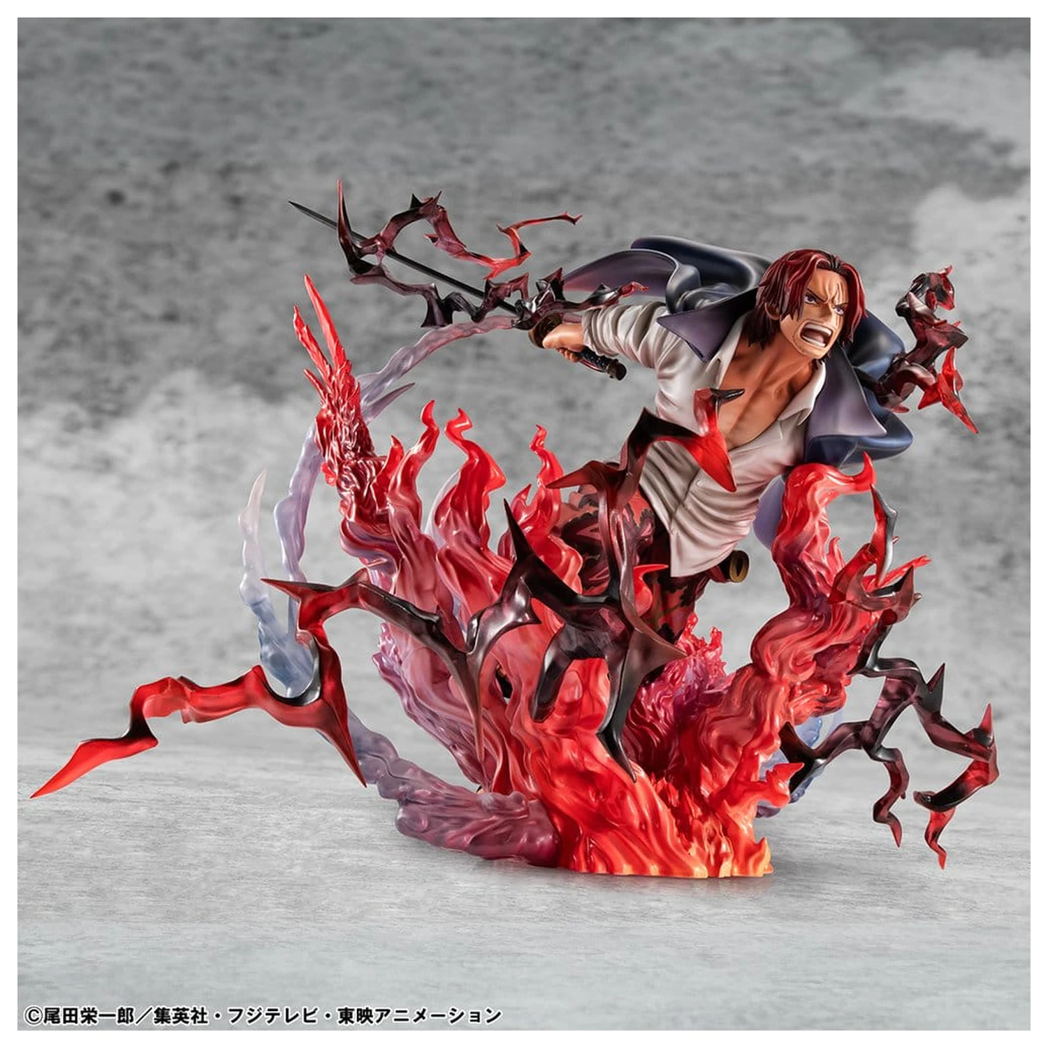 One Piece P.O.P SA-MAXIMUM PVC Statue Leader of Red Hair Pirates Red-Haired Shanks Kamusari 25 cm  product photo