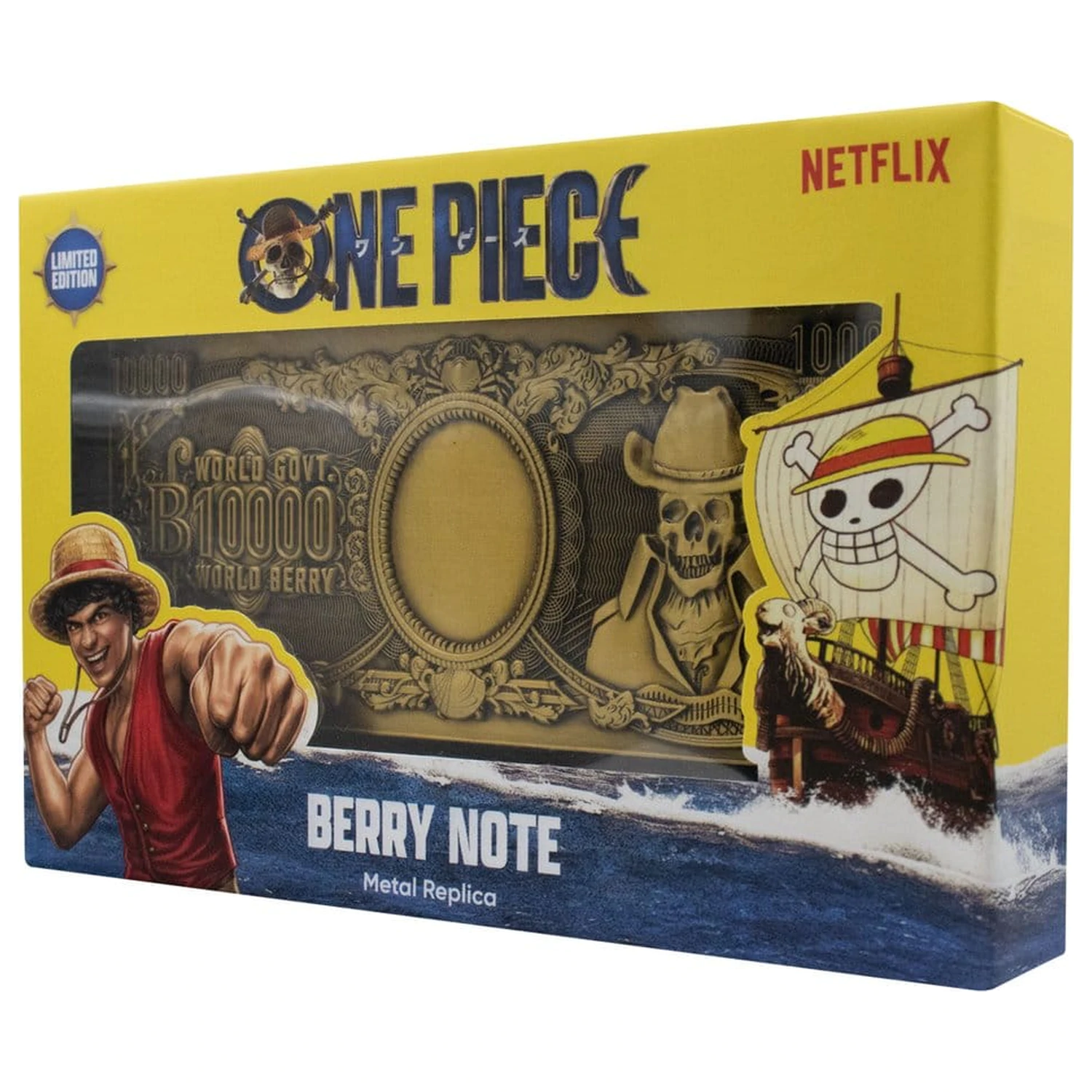 One Piece Replica 10,000 World Berry Metal Banknote 6 x 15 cm product photo