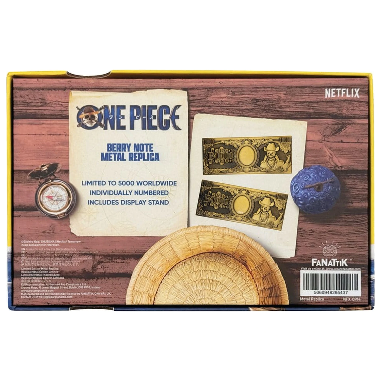One Piece Replica 10,000 World Berry Metal Banknote 6 x 15 cm product photo