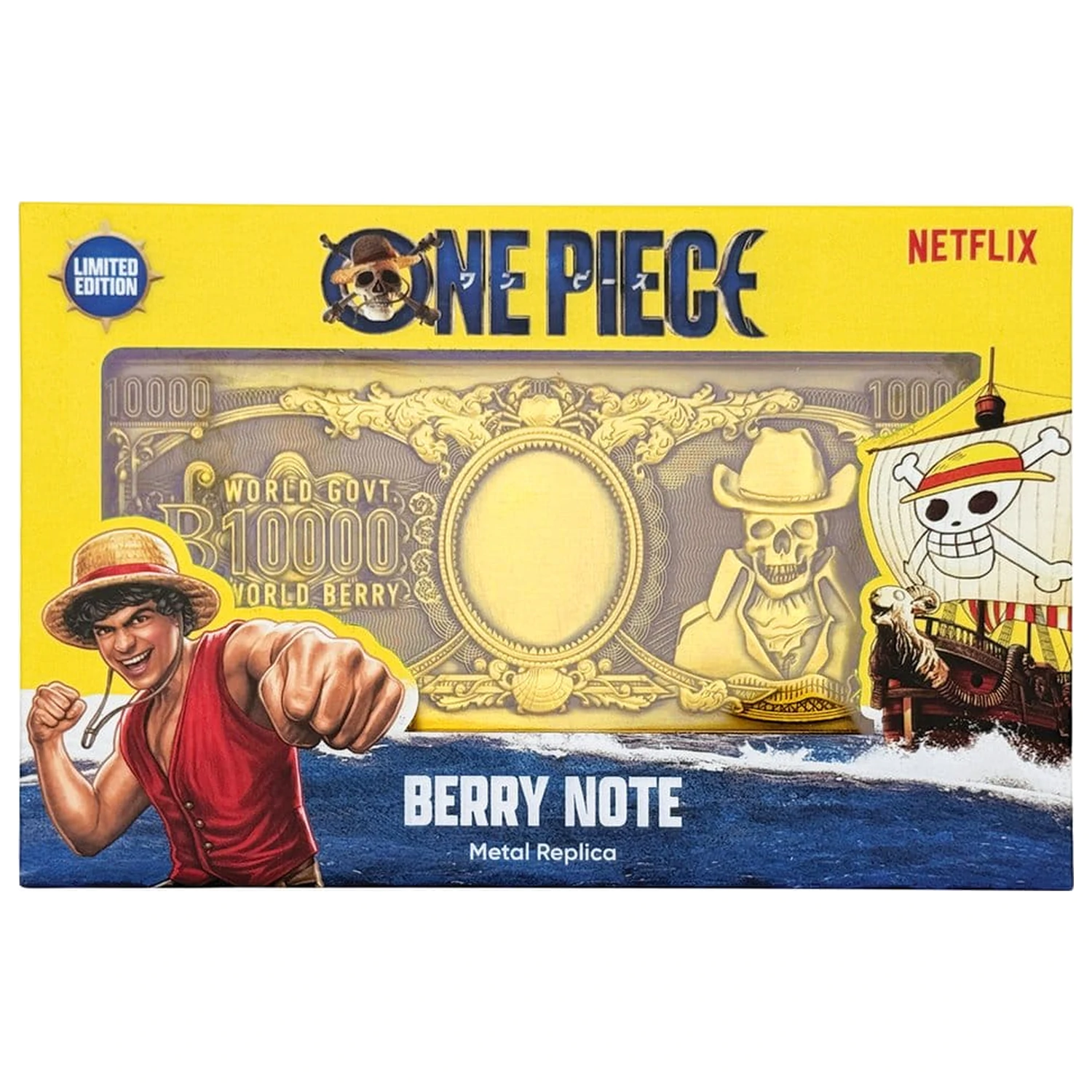 One Piece Replica 10,000 World Berry Metal Banknote 6 x 15 cm product photo