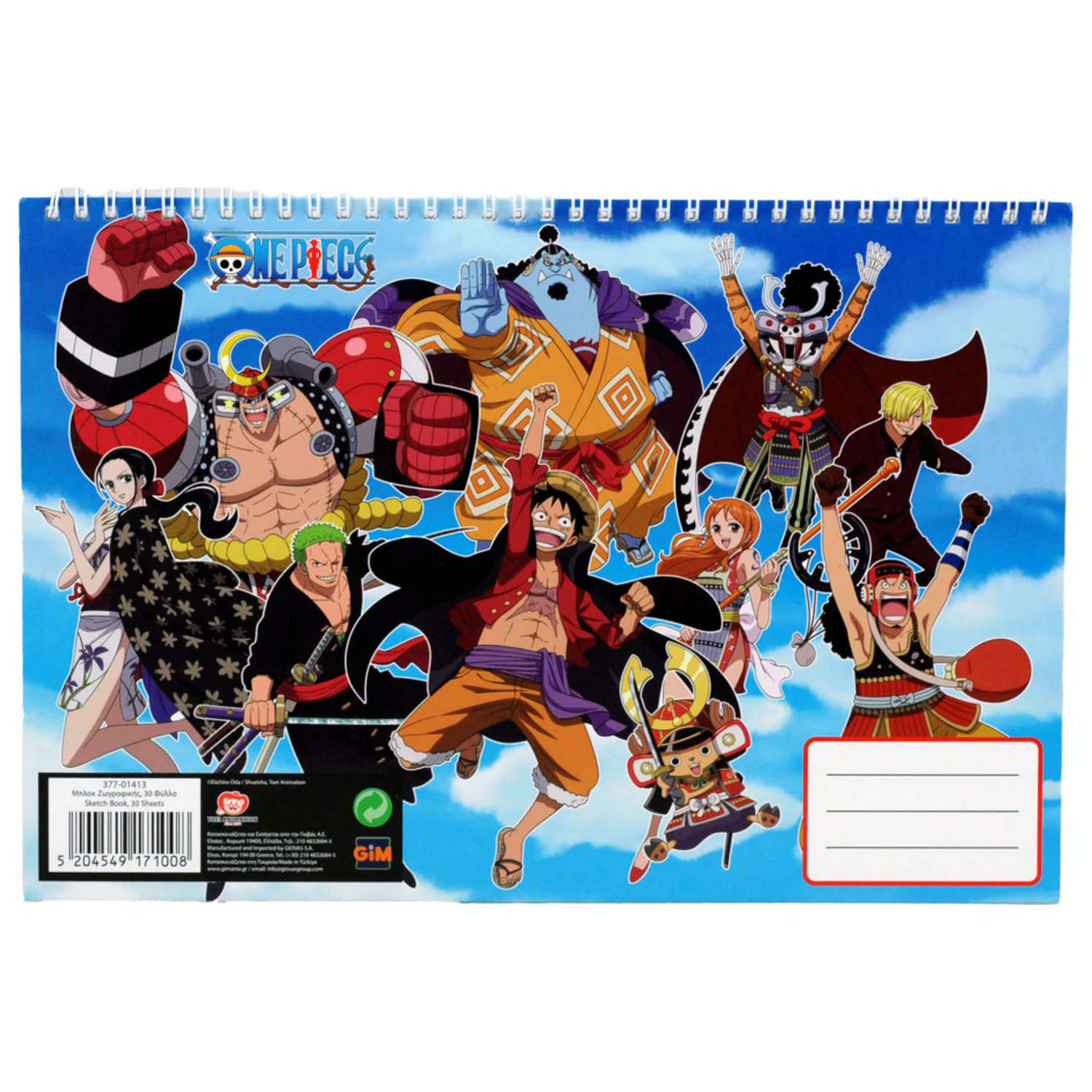 One Piece Team A/4 Spiral Sketchbook, 30 Sheets product photo