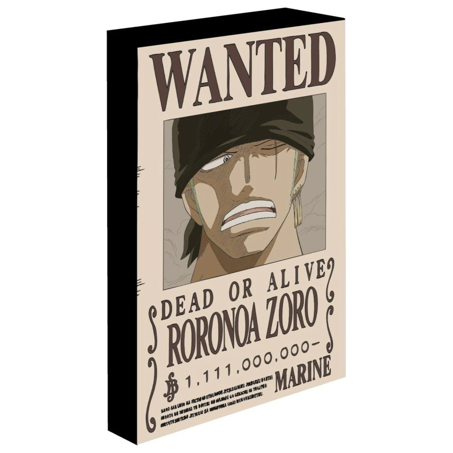 One Piece Zoro Wanted Light Canvas 40x30 cm product photo