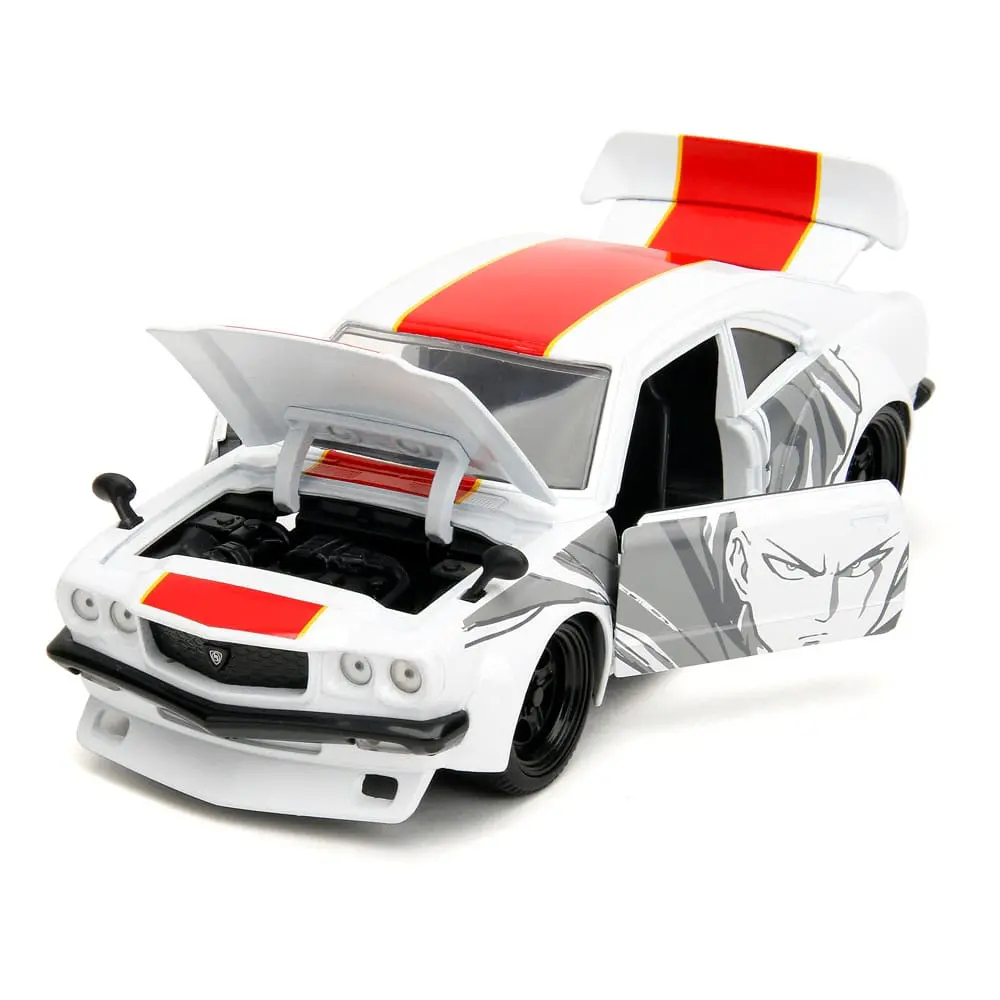 One Punch Man Hollywood Rides Diecast Model 1/24 1974 Mazda RX-3 with One Punch Man Figur product photo