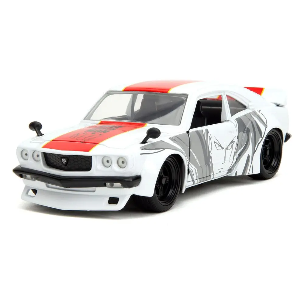 One Punch Man Hollywood Rides Diecast Model 1/24 1974 Mazda RX-3 with One Punch Man Figur product photo