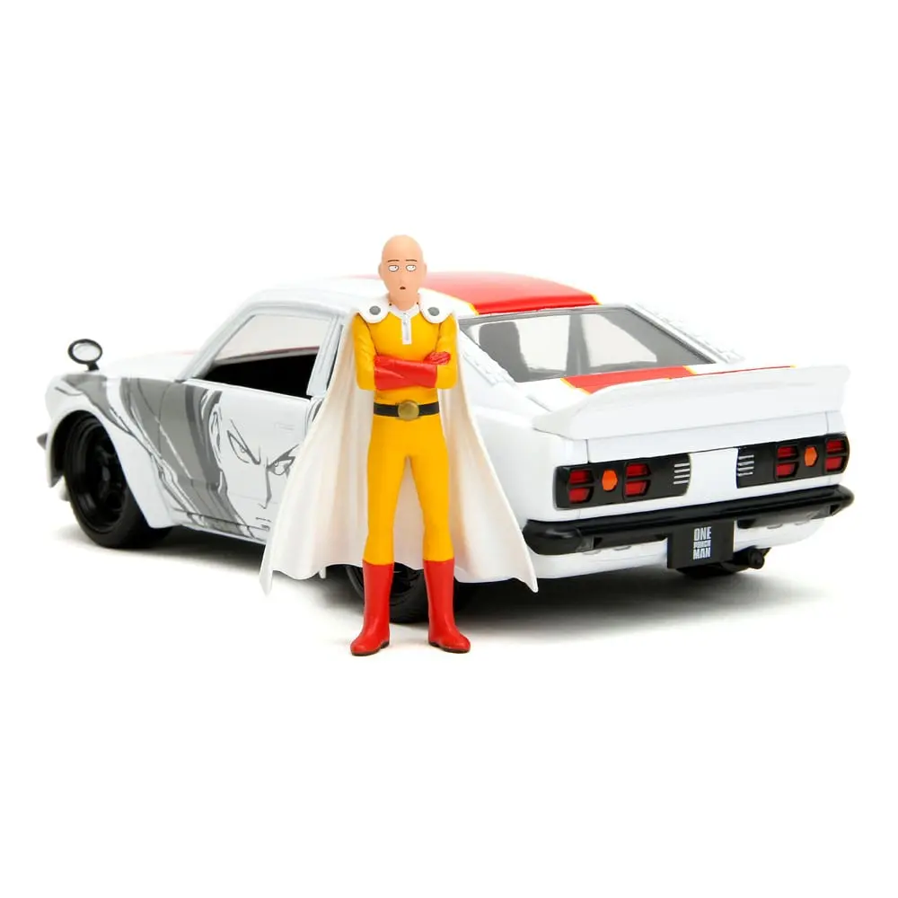 One Punch Man Hollywood Rides Diecast Model 1/24 1974 Mazda RX-3 with One Punch Man Figur product photo