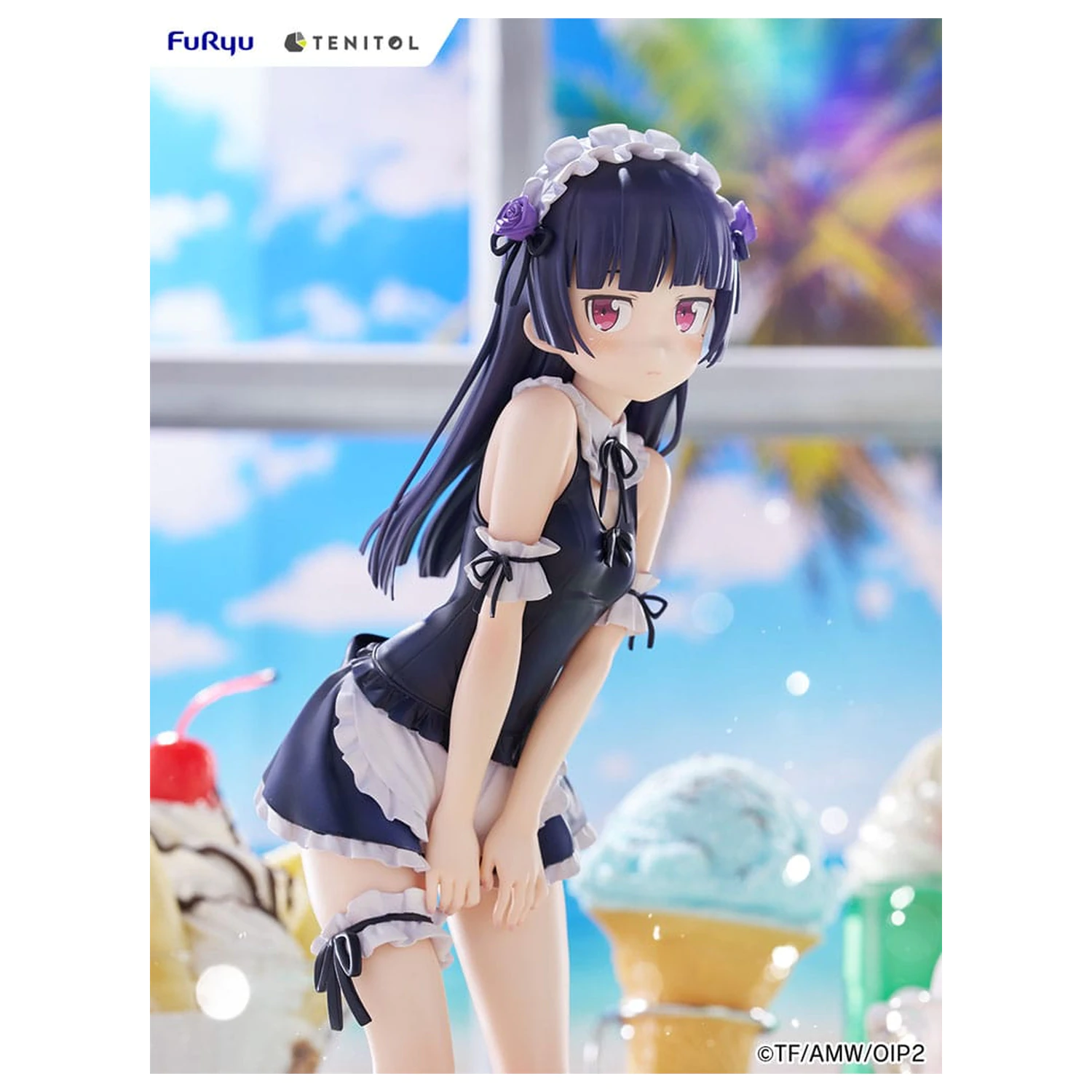 Ore no Imouto ga Konna ni Kawaii Wake ga Nai. Tenitol Tall PVC Statue Kuroneko swimsuits maid Ver. 27 cm  product photo
