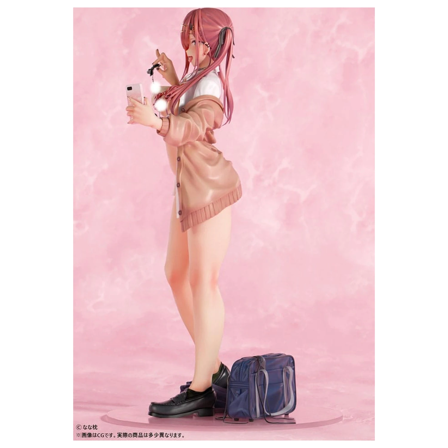 Original Character Statue 1/5 Red-Haired Gyaru-Chan Bare Face Ver. Illustration by Nanamakura 29 cm product photo