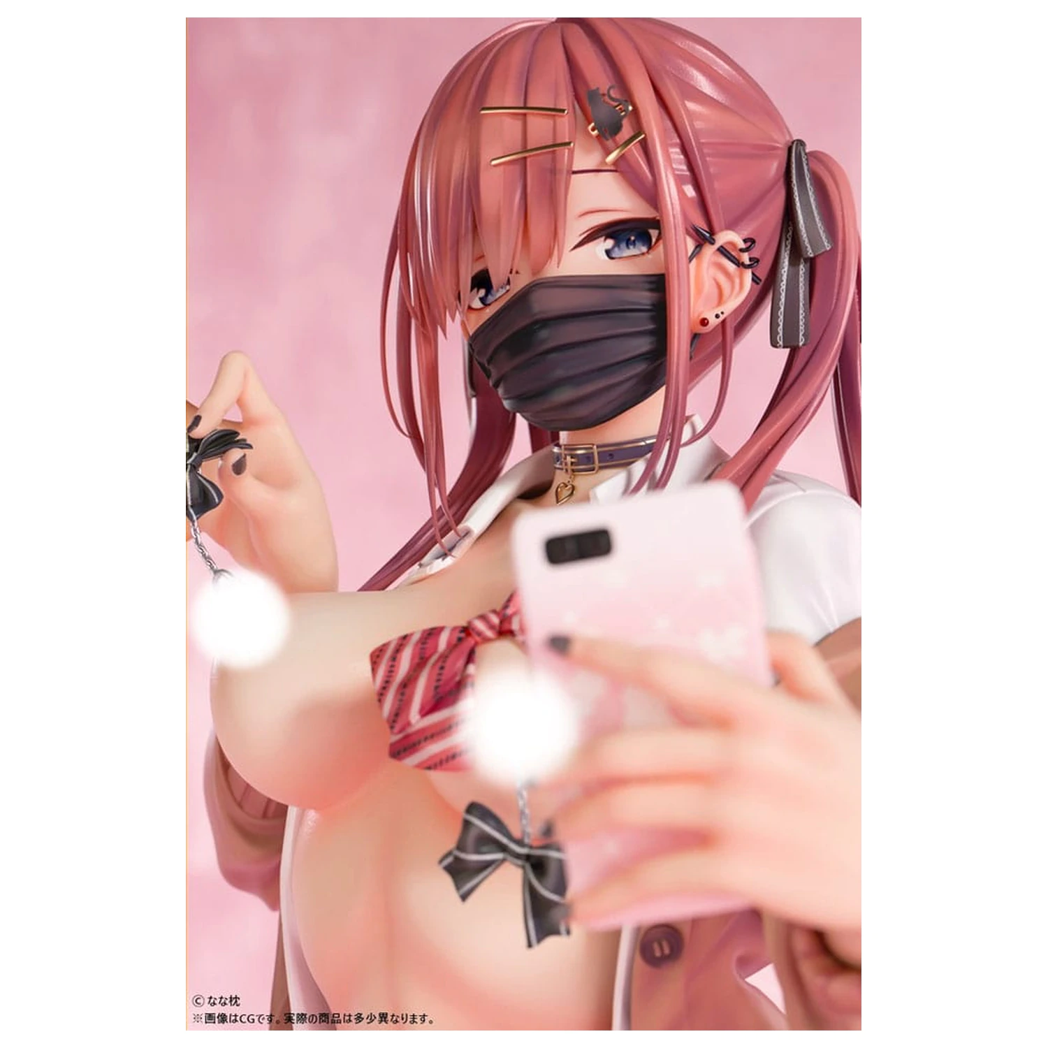 Original Character Statue 1/5 Red-Haired Gyaru-Chan Mask Ver.  Illustration by Nanamakura 29 cm product photo