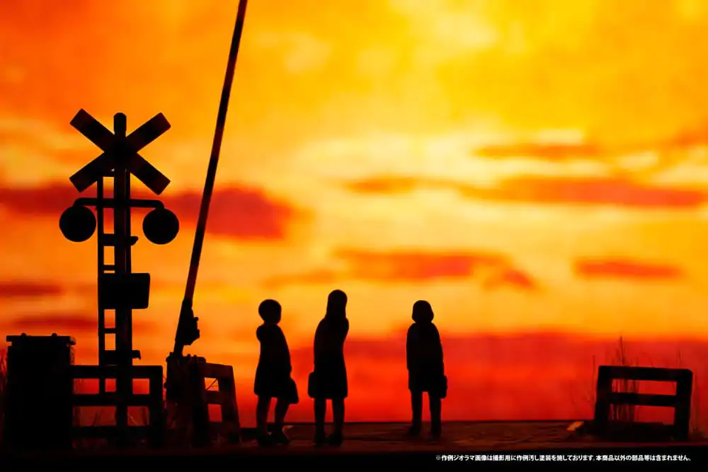Original Character 1/80 Plastic Model Kit 1/80 Railway Crossing (Green×Blue) 5 cm product photo
