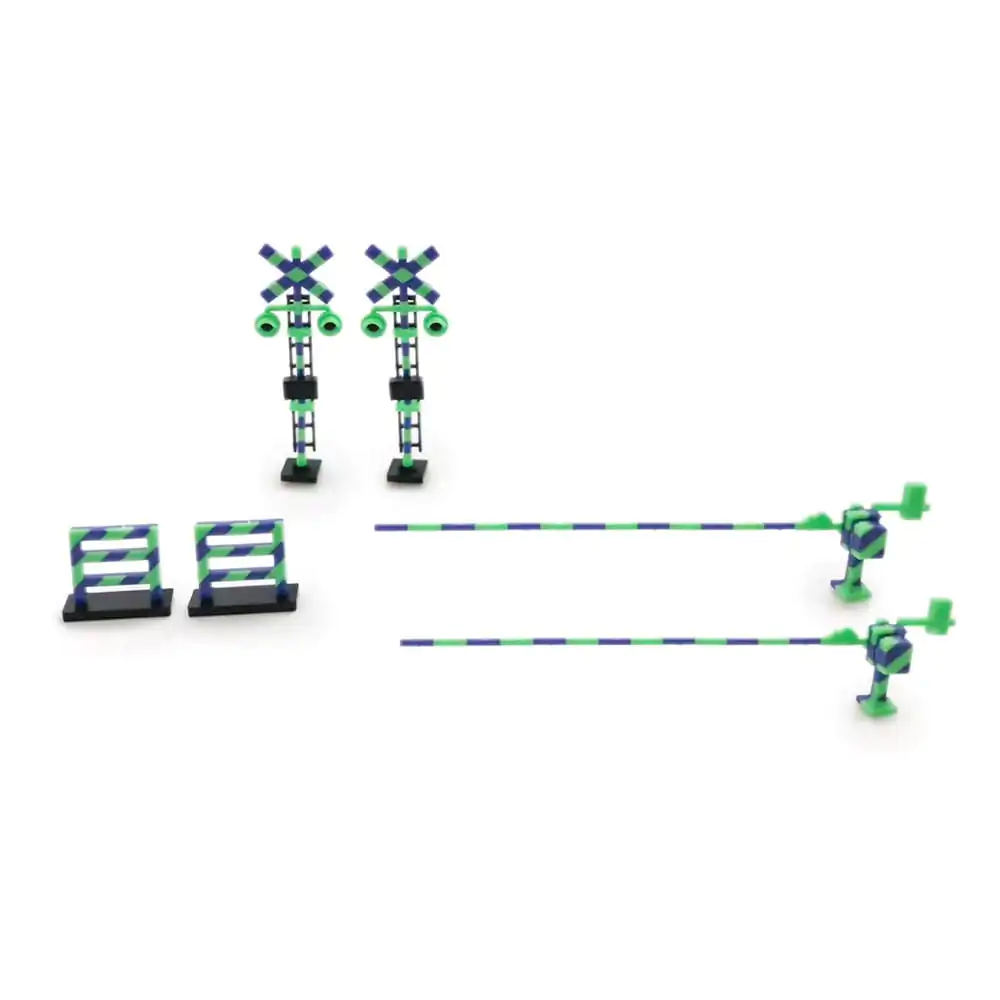 Original Character 1/80 Plastic Model Kit 1/80 Railway Crossing (Green×Blue) 5 cm product photo