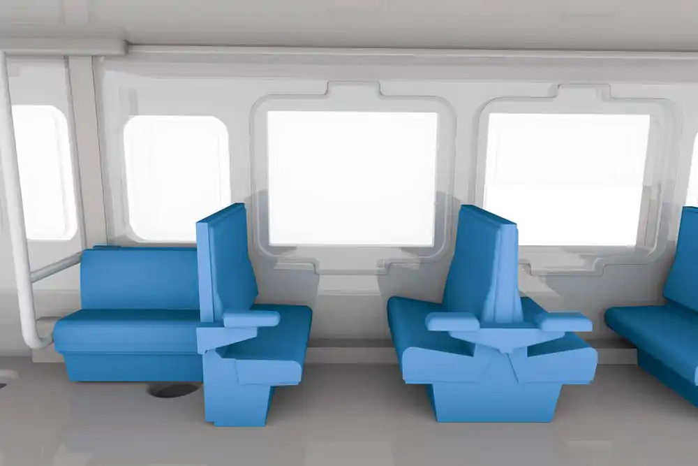 Original Character 1/80 Plastic Model Kit 1/80 Semi-cross seat interior set A (blue) 4 cm product photo