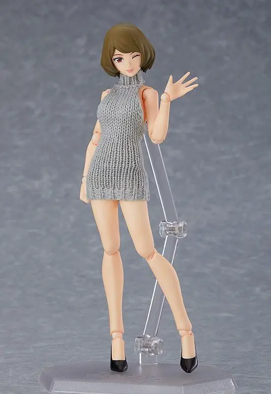 Original Character Figma Action Figure Female Body Chiaki with Backless Sweater Outfit 13 cm product photo