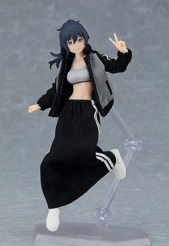 Original Character Figma Action Figure Female Body (Makoto) with Tracksuit + Tracksuit Skirt Outfit 13 cm product photo