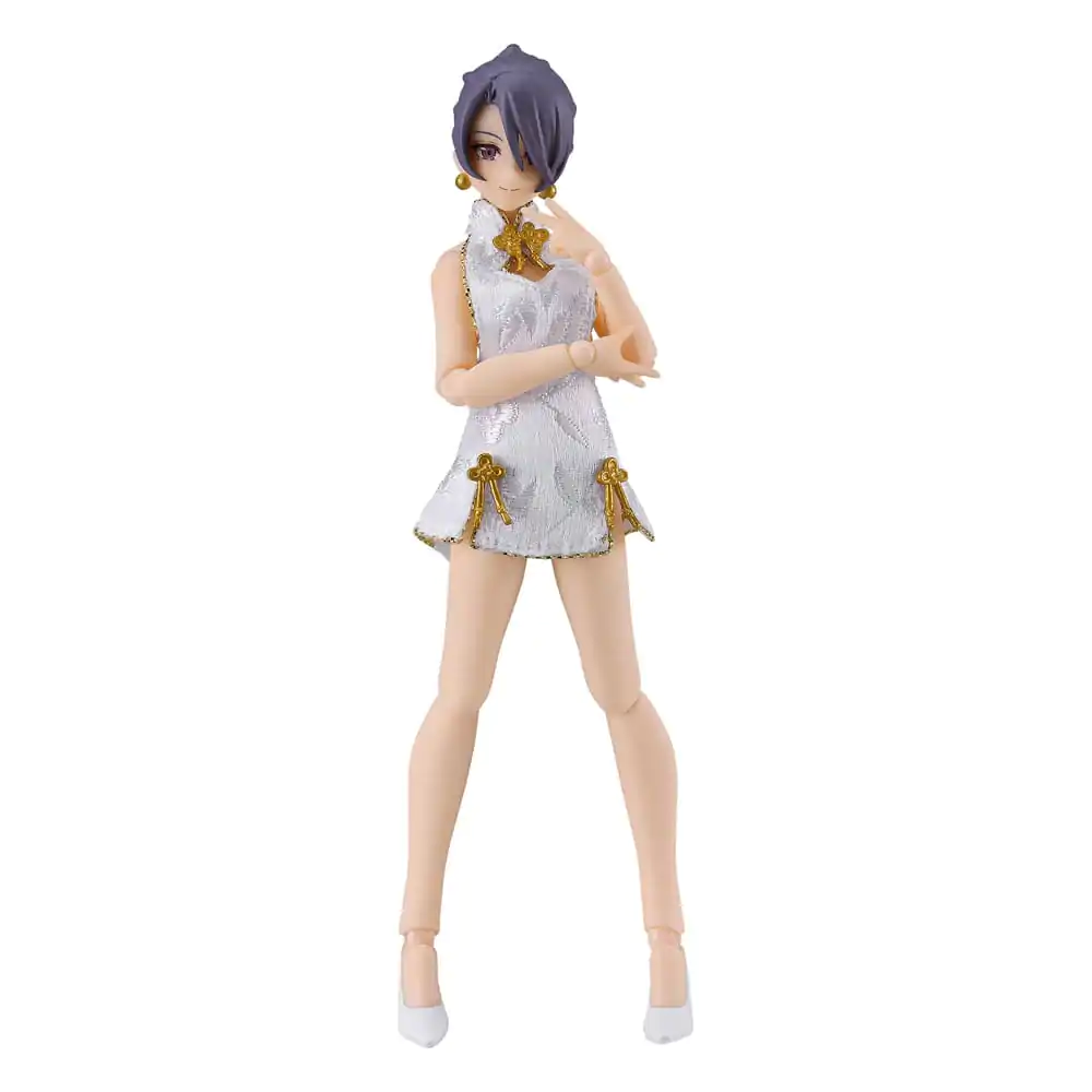 Original Character Figma Action Figure Female Body (Mika) Mini Skirt Chinese Dress Outfit (White) 13 cm product photo