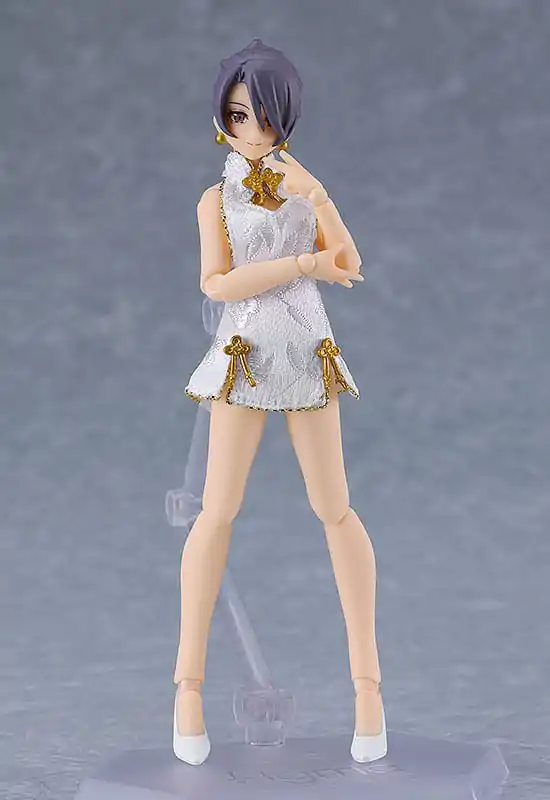 Original Character Figma Action Figure Female Body (Mika) Mini Skirt Chinese Dress Outfit (White) 13 cm product photo