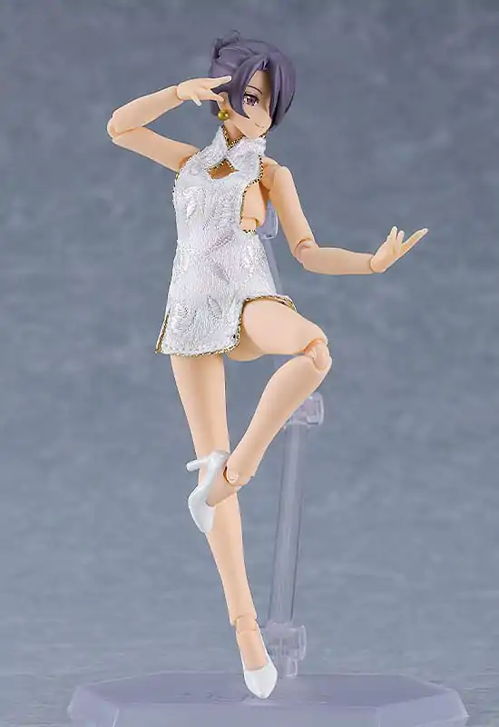 Original Character Figma Action Figure Female Body (Mika) Mini Skirt Chinese Dress Outfit (White) 13 cm product photo