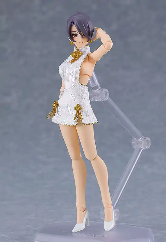 Original Character Figma Action Figure Female Body (Mika) Mini Skirt Chinese Dress Outfit (White) 13 cm product photo