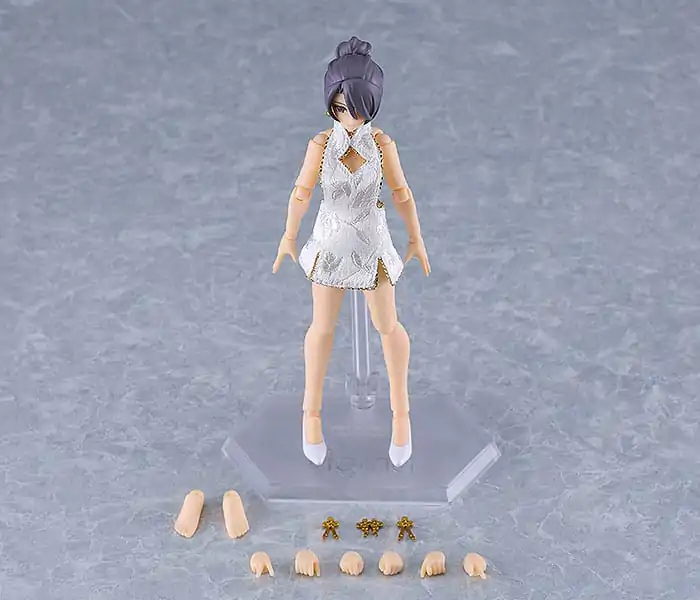 Original Character Figma Action Figure Female Body (Mika) Mini Skirt Chinese Dress Outfit (White) 13 cm product photo