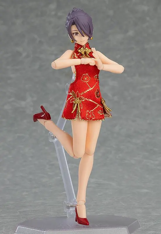 Original Character Figma Action Figure Female Body (Mika) with Mini Skirt Chinese Dress Outfit 13 cm product photo