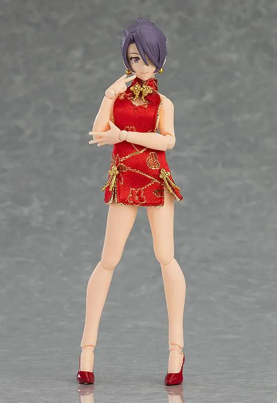 Original Character Figma Action Figure Female Body (Mika) with Mini Skirt Chinese Dress Outfit 13 cm product photo