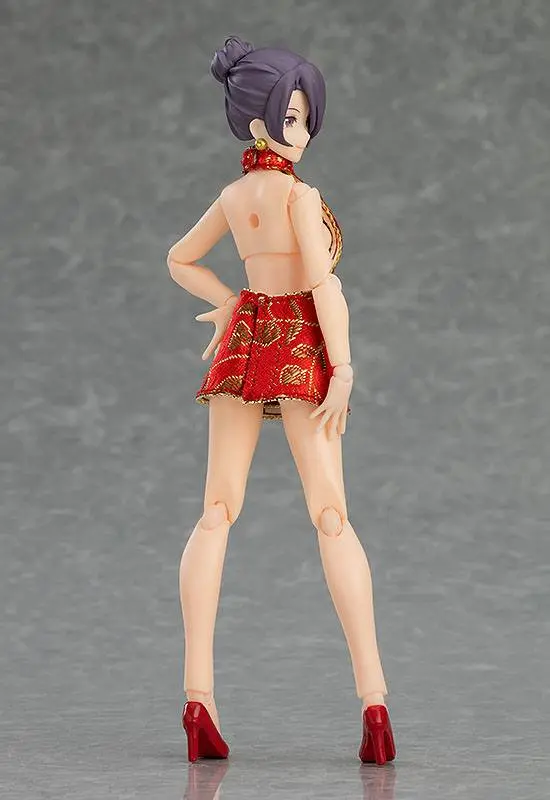Original Character Figma Action Figure Female Body (Mika) with Mini Skirt Chinese Dress Outfit 13 cm product photo