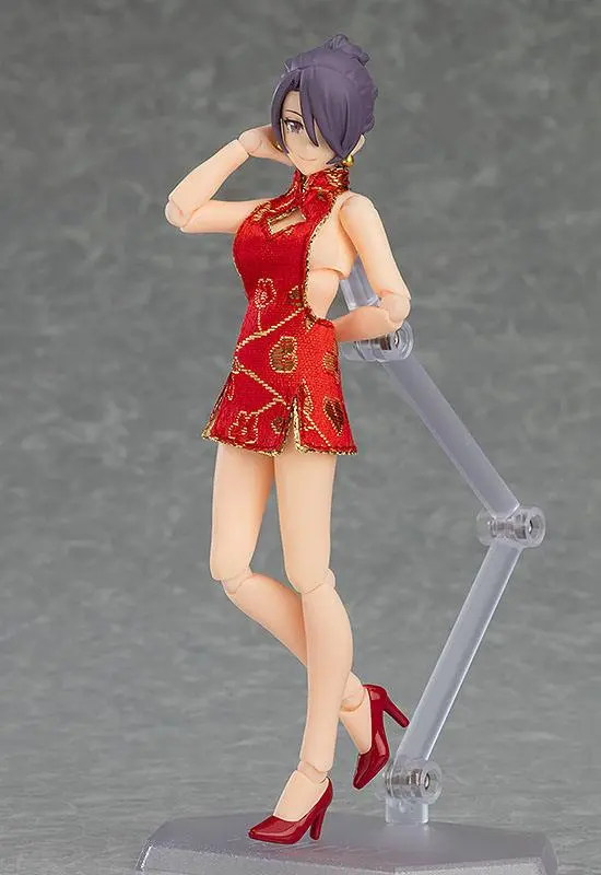 Original Character Figma Action Figure Female Body (Mika) with Mini Skirt Chinese Dress Outfit 13 cm product photo