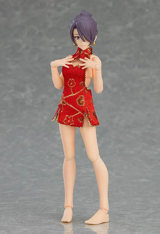 Original Character Figma Action Figure Female Body (Mika) with Mini Skirt Chinese Dress Outfit 13 cm product photo