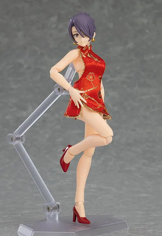 Original Character Figma Action Figure Female Body (Mika) with Mini Skirt Chinese Dress Outfit 13 cm product photo