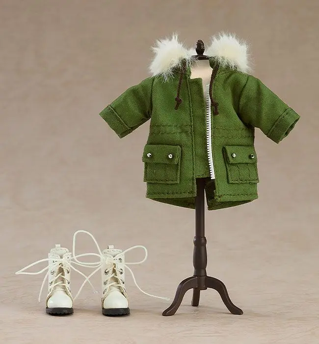 Original Character Parts for Nendoroid Doll Figures Warm Clothing Set: Boots &amp; Mod Coat (Khaki Green) product photo