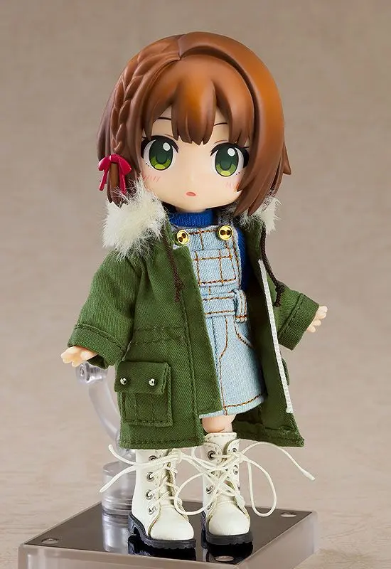 Original Character Parts for Nendoroid Doll Figures Warm Clothing Set: Boots &amp; Mod Coat (Khaki Green) product photo