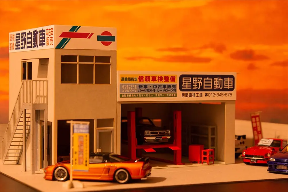 Original Illustration 1/80 Paper Model Kit 1/64 Auto garage - Great Cars Specialtyshop 10 cm product photo