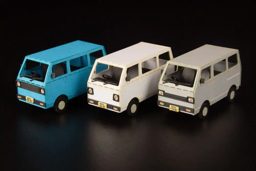 Original Illustration 1/80 Paper Model Kit 1/80 Town Corner Accessory Series Kei Van (white/blue/silver) 2 cm product photo