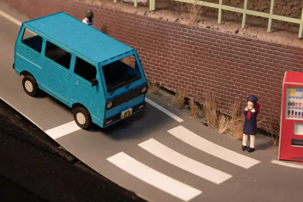 Original Illustration 1/80 Paper Model Kit 1/80 Town Corner Accessory Series Kei Van (white/blue/silver) 2 cm product photo