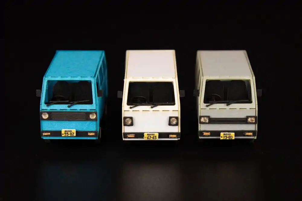 Original Illustration 1/80 Paper Model Kit 1/80 Town Corner Accessory Series Kei Van (white/blue/silver) 2 cm product photo