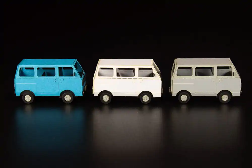 Original Illustration 1/80 Paper Model Kit 1/80 Town Corner Accessory Series Kei Van (white/blue/silver) 2 cm product photo