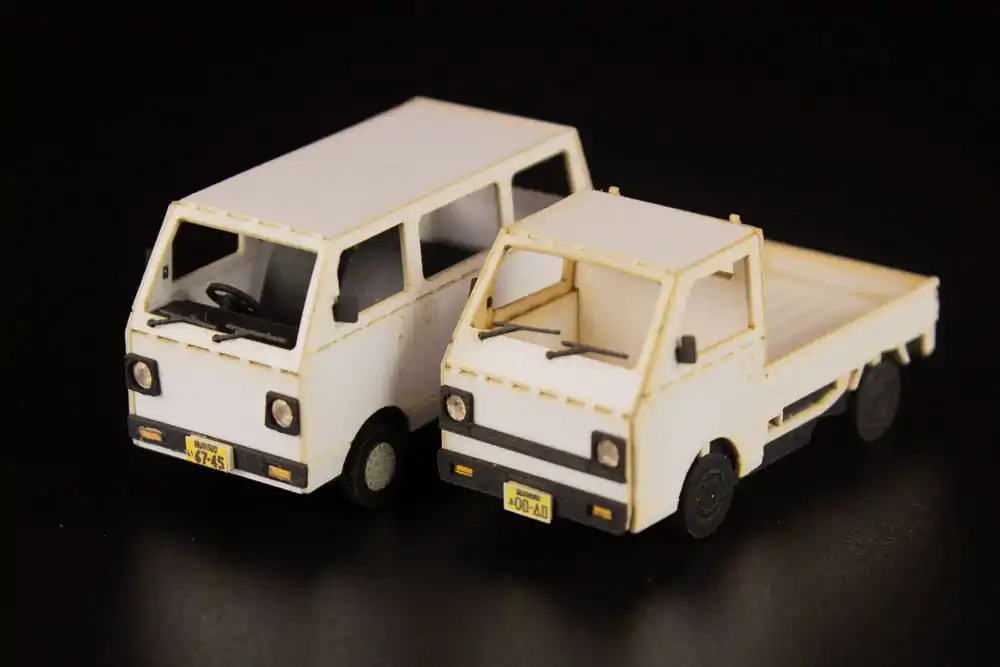 Original Illustration 1/80 Paper Model Kit 1/80 Town Corner Accessory Series Kei Van (white/blue/silver) 2 cm product photo